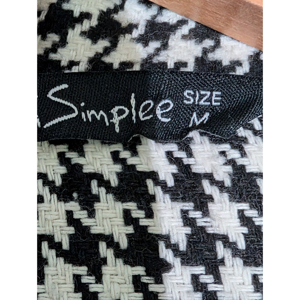 Simplee Houndstooth Blazer Jacket Women's Medium Black White Career Core - Picture 4 of 10